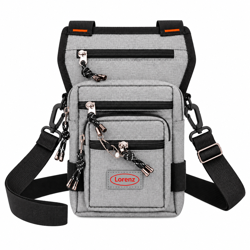 (image for) 2517 Grey Biker Hip-Shoulder Bag W/5 Zip (New)